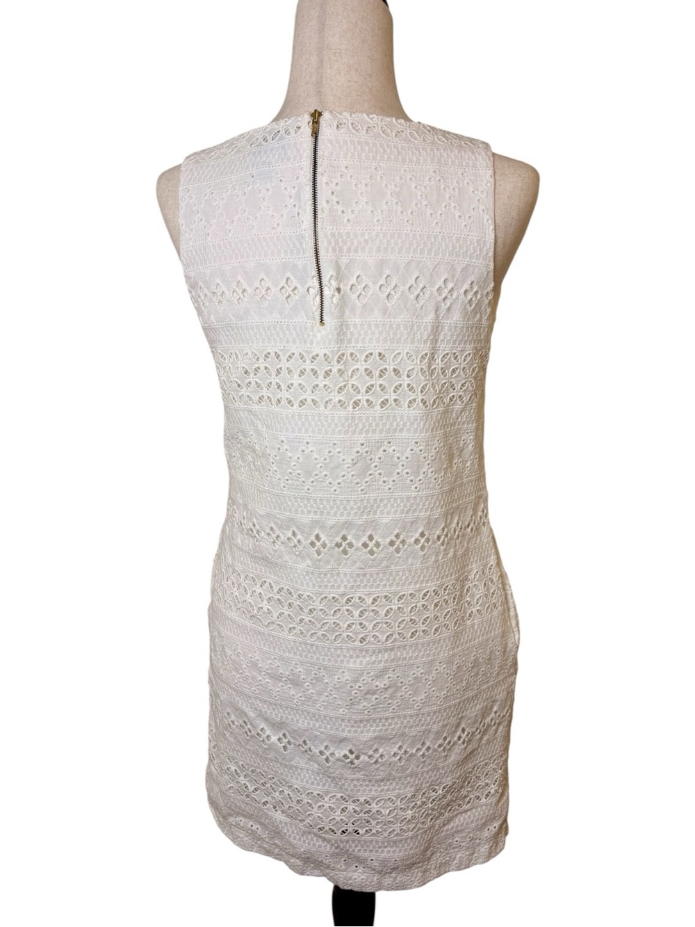 Heyton White Cotton Eyelet Mini Dress Bridal Preppy Feminine Size 4 - Picture 3 of 7